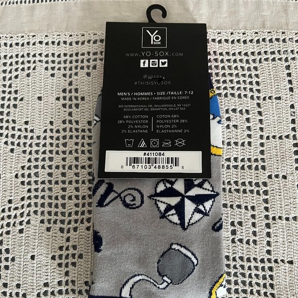 NEW with tags YoSox grey, red, navy, white & yellow socks men’s size 7-12 rare - Picture 6 of 9